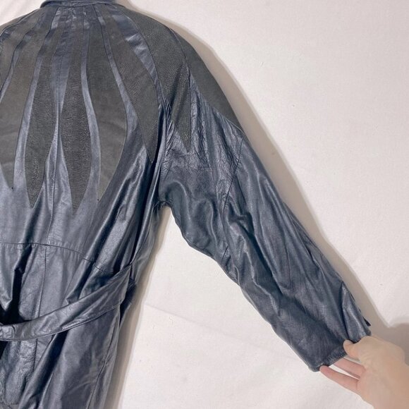 Vintage Pelle Cuir black 90s oversized leather jacket L - Picture 12 of 14